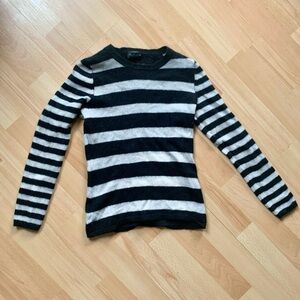Black and light grey Striped cashmere Lord & Taylor Sweater XS